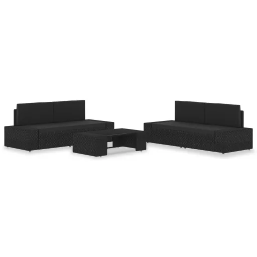 Conjunto Lounge para Jardim Vime PE Preto (5 pcs)