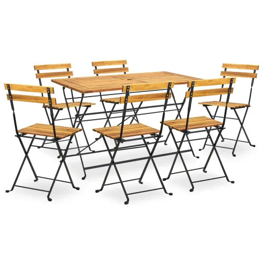 Conjunto Dobrável de Jantar p/ Jardim Acácia Maciça (7 pcs)