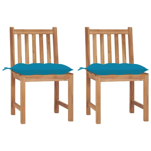 Cadeiras de Jardim c/ Almofadões   Madeira de Teca Maciça (2 pcs)