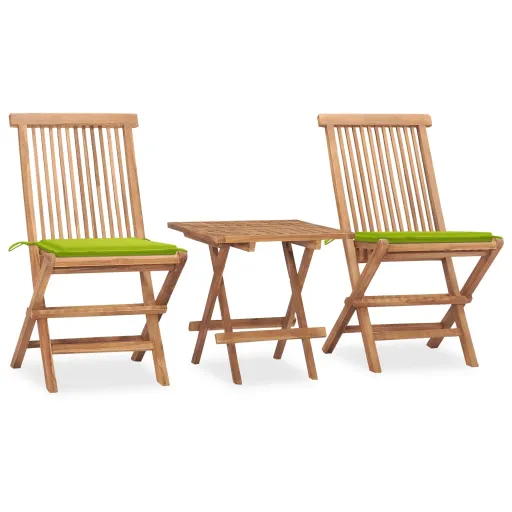 Conj. Jantar Dobrável Exterior c/ Almofadão Teca Maciça (3 pcs)