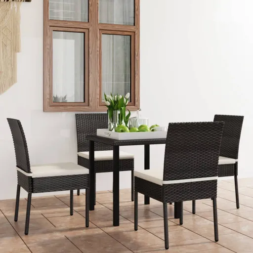 Conjunto de Jantar para Jardim Vime PE Preto (5 pcs)
