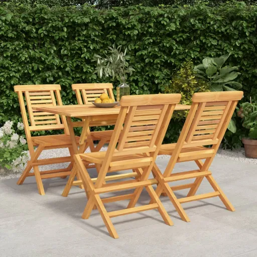 Conjunto de Jantar p/ Jardim Madeira de Teca Maciça (5 pcs)