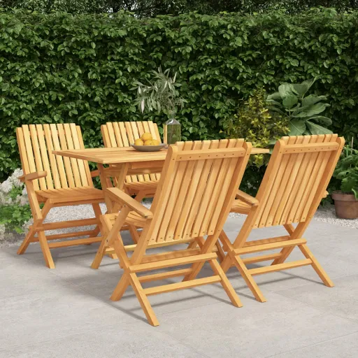 Conjunto de Jantar p/ Jardim Madeira de Teca Maciça (5 pcs)