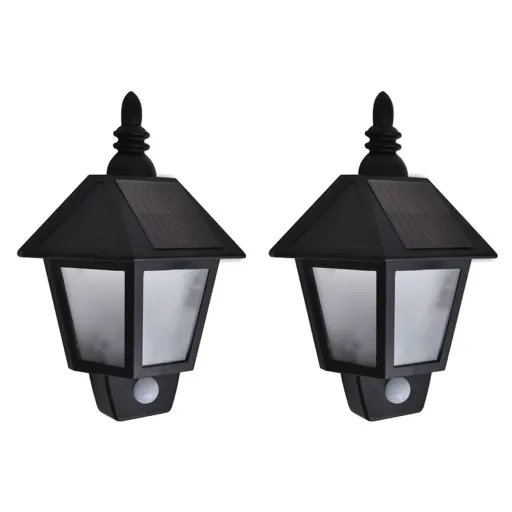 Candeeiros de Parede Solares   c/ Sensor de Movimento Preto (2 pcs)