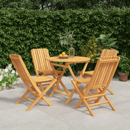 Conjunto de Jantar p/ Jardim Madeira de Teca Maciça (5 pcs)