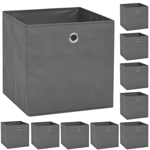 Caixas Arrumação   Não-Tecido (TNT) 32x32x32 cm Cinzento (10 pcs)