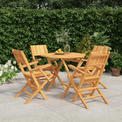 Conjunto de Jantar p/ Jardim Madeira de Teca Maciça (5 pcs)