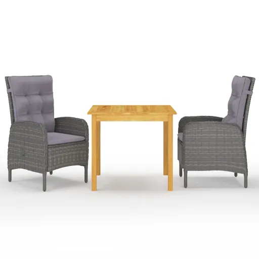 Conjunto de Jantar para Jardim Cinzento (3 pcs)
