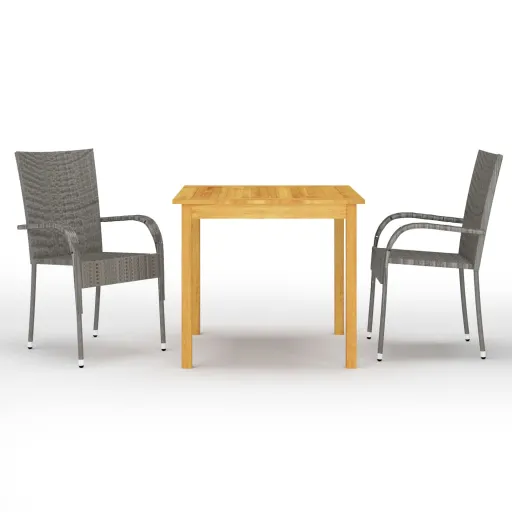 Conjunto de Jantar para Jardim Cinzento (3 pcs)