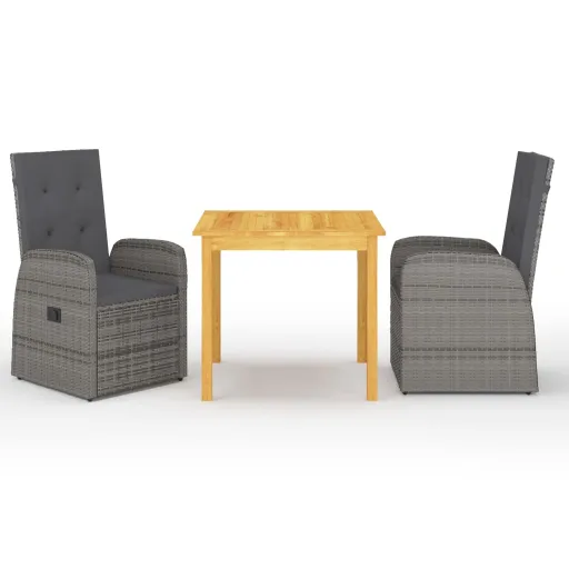 Conjunto de Jantar para Jardim Cinzento (3 pcs)