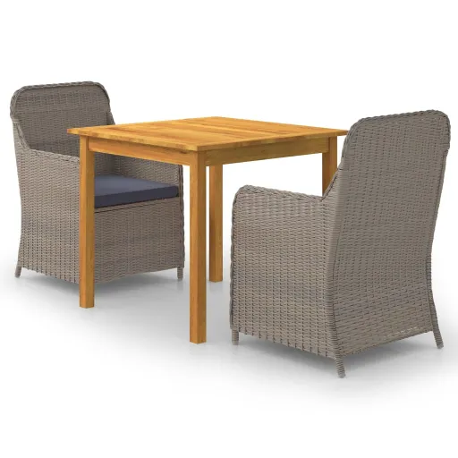 Conjunto de Jantar para Jardim Castanho (3 pcs)