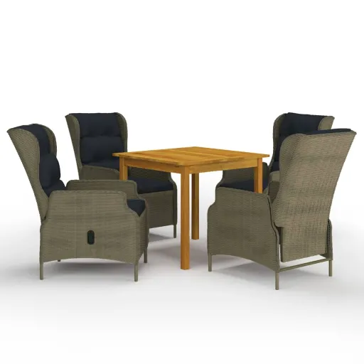 Conjunto de Jantar para Jardim Castanho (5 pcs)