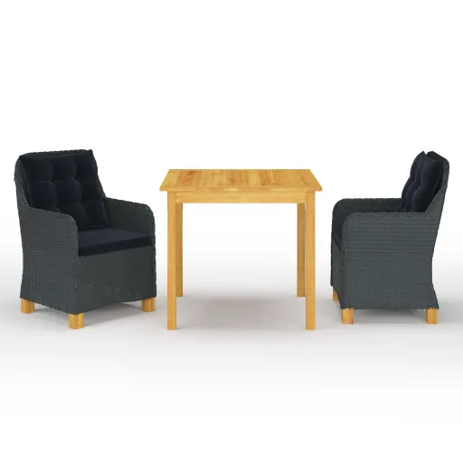 Conjunto de Jantar para Jardim Cinzento-Escuro (3 pcs)