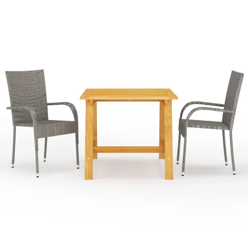Conjunto de Jantar para Jardim Cinzento (3 pcs)