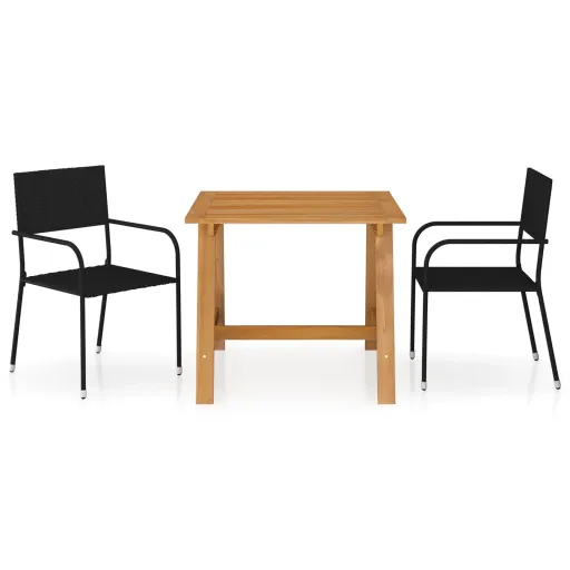 Conjunto de Jantar para Jardim Preto (3 pcs)
