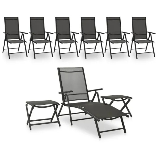 Conjunto Lounge de Jardim Preto e Antracite (9 pcs)