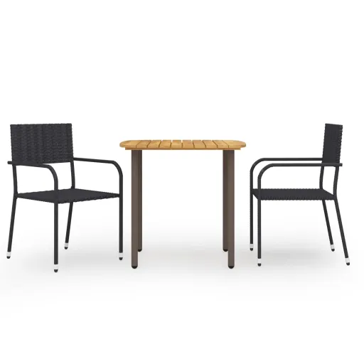 Conjunto de Jantar para Jardim Vime PE Preto (3 pcs)