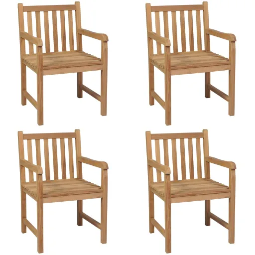 Cadeiras de Exterior   Madeira de Teca Maciça (4 pcs)