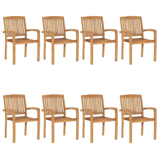 Cadeiras de Jardim Empiháveis   Madeira Teca Maciça (8 pcs)