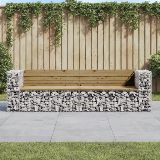 Banco de Jardim c/ Design Gabião 244x71x65,5cm Pinho Impregnado