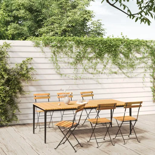 Cadeiras de Jardim Dobráveis   Aço e Madeira Acácia Maciça (6 pcs)