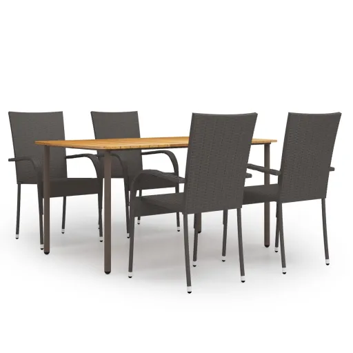 Conjunto de Jantar para Jardim Vime PE Castanho (5 pcs)