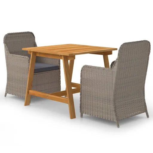 Conjunto de Jantar para Jardim Castanho (3 pcs)
