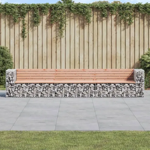 Banco Jardim Design Gabião 347x71x65,5cm Madeira Douglas Maciça