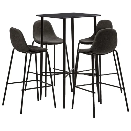 Conjunto de Bar Tecido Cinzento-Escuro (5 pcs)