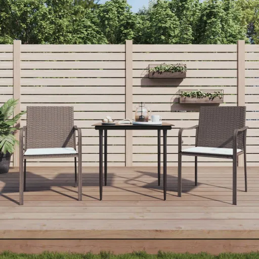 Cadeiras Jardim c/ Almofadões   56x59x84 cm Vime PE Castanho (2 pcs)