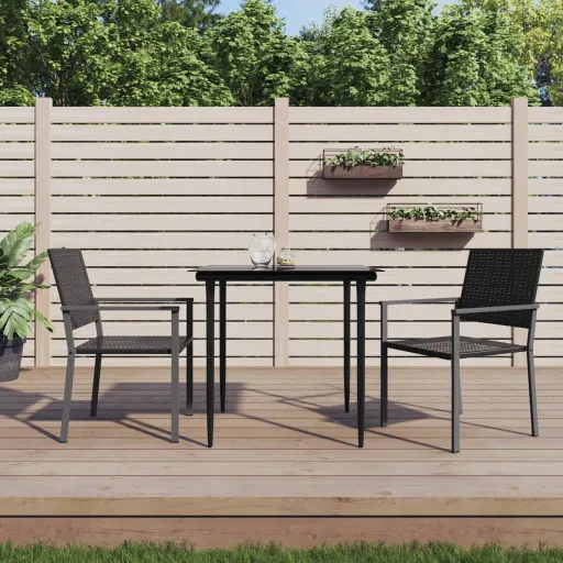 Cadeiras de Jardim   54x62,5x89 cm Vime PE Preto (2 pcs)