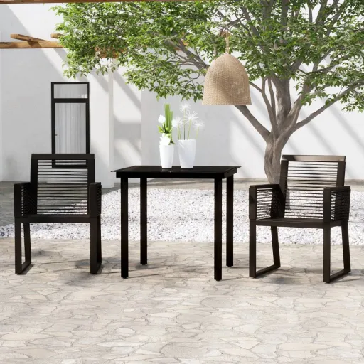 Conjunto de Jantar para Jardim Preto (3 pcs)