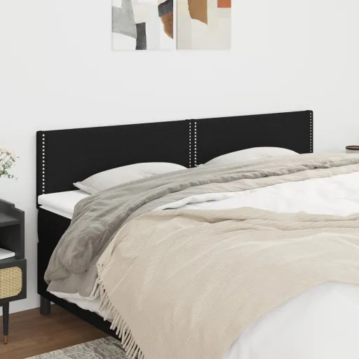 Cabeceira de Cama   Tecido 100x5x78/88 cm Preto (2 pcs)