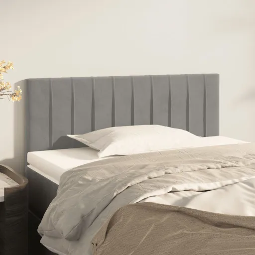 Cabeceira de Cama Veludo 100x5x78/88 cm Cinzento-Claro