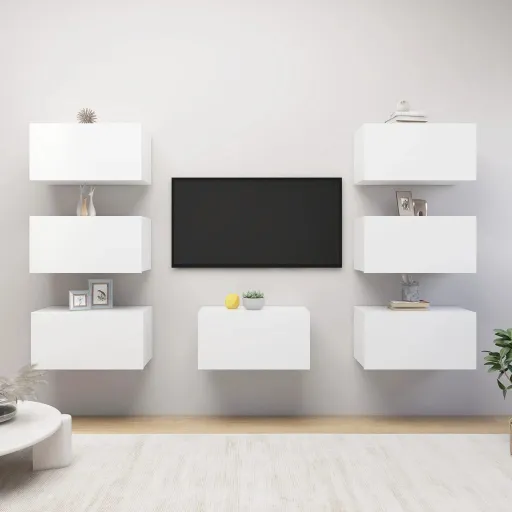 Móveis de TV   30,5x30x60 cm Derivados de Madeira Branco (7 pcs)