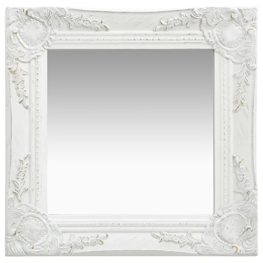 Espelho de Parede Estilo Barroco 40x40 cm Branco