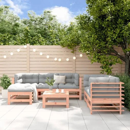 Conjunto Lounge de Jardim Madeira de Douglas Maciça (7 pcs)