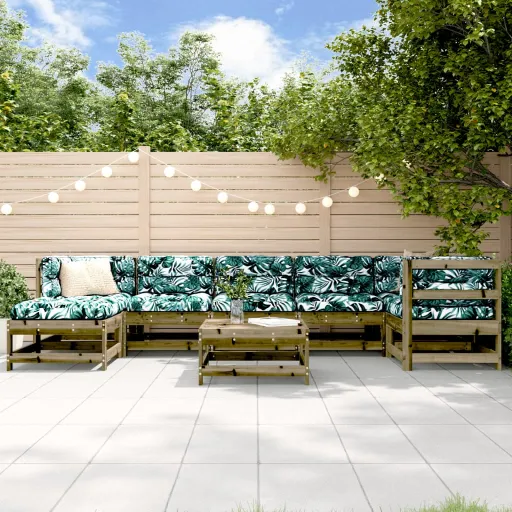 Conjunto Lounge de Jardim Madeira de Pinho Impregnada (8 pcs)