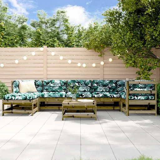Conjunto Lounge de Jardim Madeira de Pinho Impregnada (8 pcs)