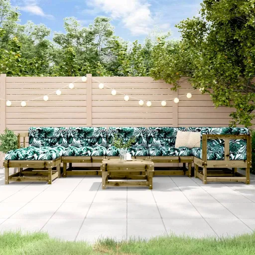 Conjunto Lounge de Jardim Madeira de Pinho Impregnada (8 pcs)