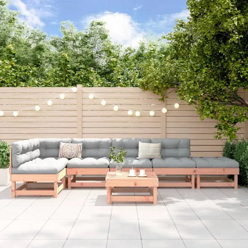 Conjunto Lounge de Jardim Madeira de Douglas Maciça (7 pcs)