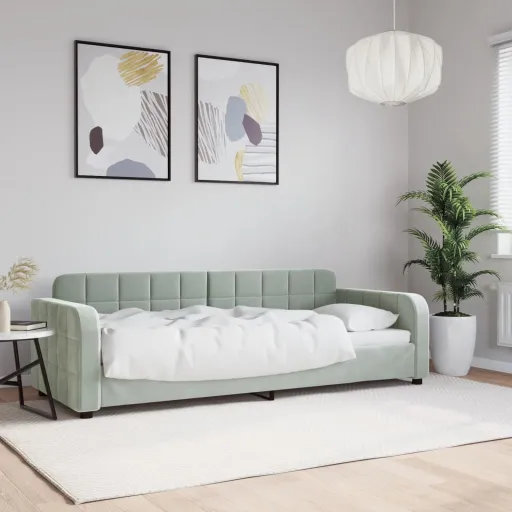 Sofá-Cama 80x200 cm Veludo Cinzento-Claro