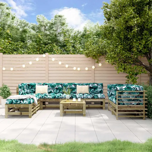 Conjunto Lounge de Jardim Madeira de Pinho Impregnada (9 pcs)