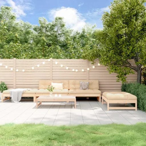 Conjunto Lounge de Jardim Madeira de Pinho Maciça (5 pcs)