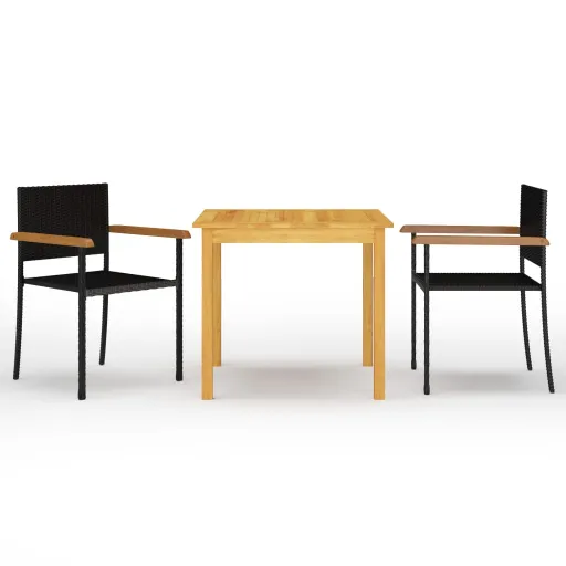 Conjunto de Jantar para Jardim Preto (3 pcs)