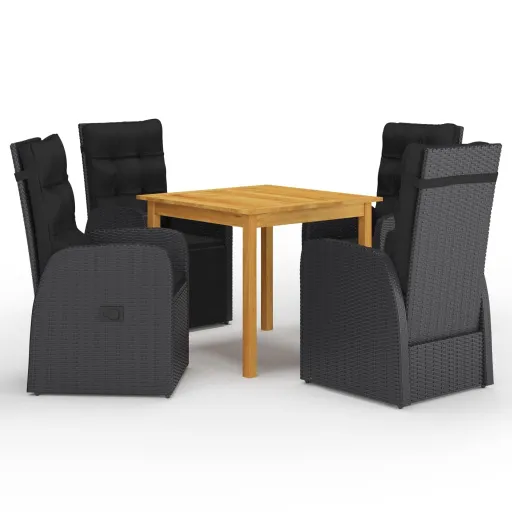 Conjunto de Jantar para Jardim Preto (5 pcs)
