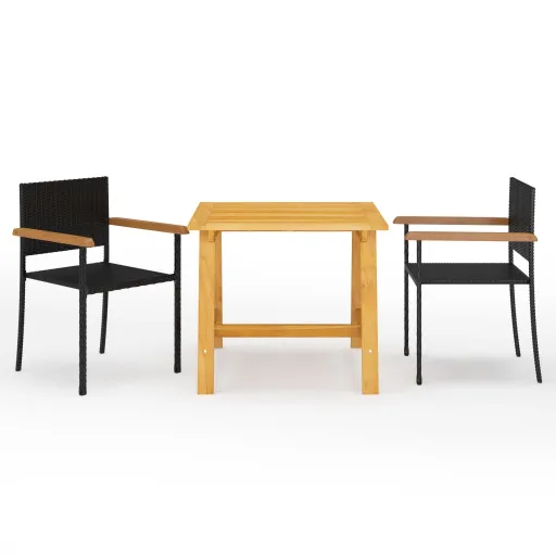 Conjunto de Jantar para Jardim Preto (3 pcs)