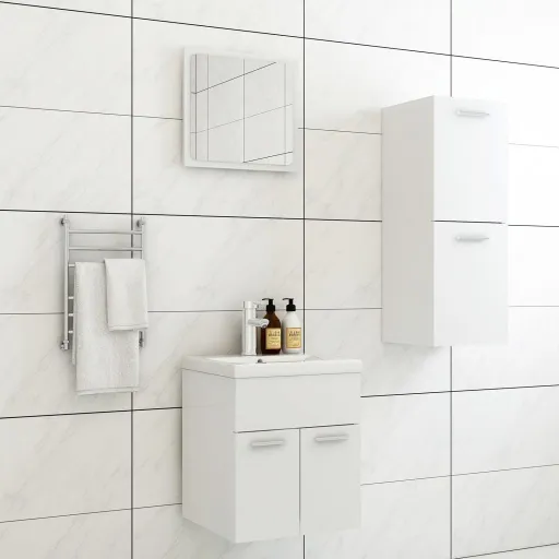 Conjunto de Móveis de Casa de Banho Contraplacado Branco