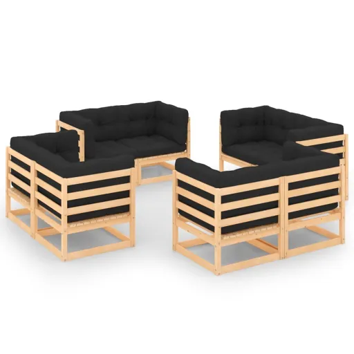Conjunto Lounge de Jardim c/ Almofadões Pinho Maciço (8 pcs)