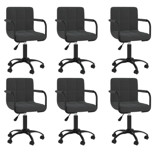 Cadeiras Escritorio Operativas Giratórias   Veludo Preto (6 pcs)